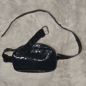 Elegant Black Patent Crossbody Bag